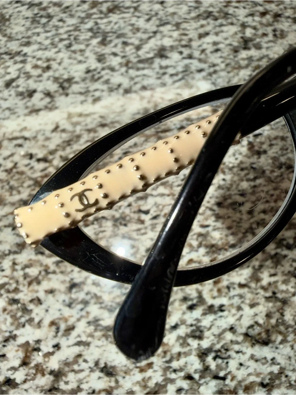 Chanel Quilted Studded Eyeglass Frames – Black & Cream – Repair/Replacement 3215